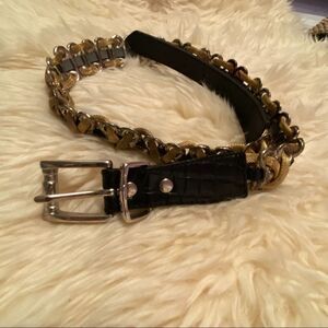 Belt with gold lace up accent